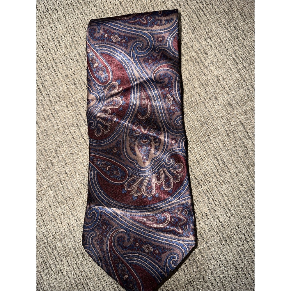 John Weitz Men's Neck Tie Paisley Red Blue 57" x 3" Polyester ‎ Made in USA
